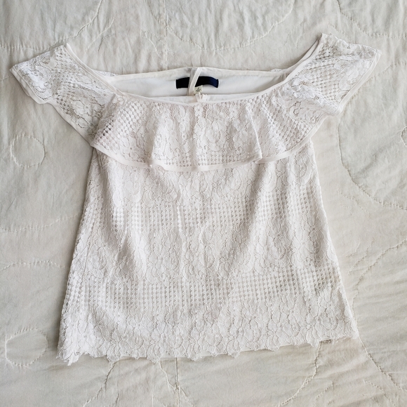 Blue Rain Tops - Blue Rain Cotton White Lace Off-Shoulder Blouse | Elegant Date Night Top, Spring